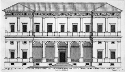 Palazzo Chigi an der Lungara, Rom, aus 